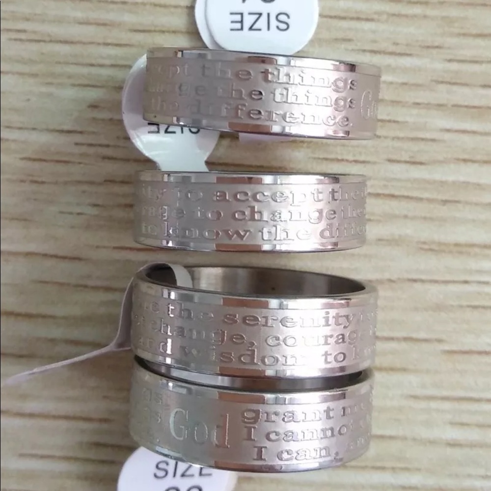 Unisex Serenity Prayer Stainless Ring - Picture 5 of 6